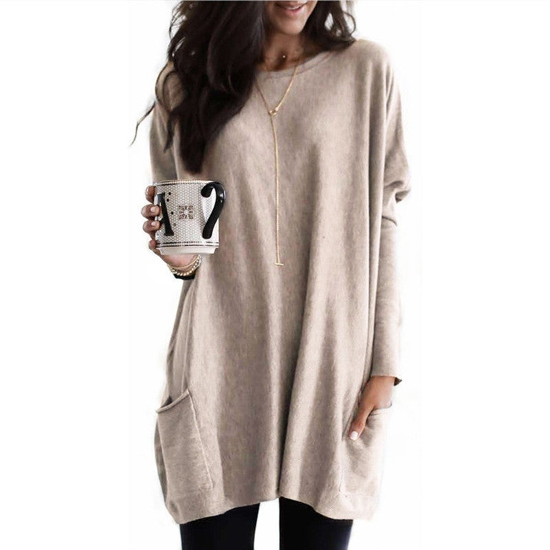 Women's Autumn Long Sleeve Casual Pocket T-shirt Blouses