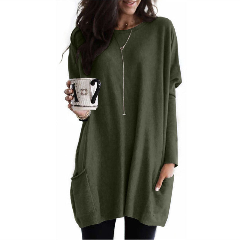 Women's Autumn Long Sleeve Casual Pocket T-shirt Blouses