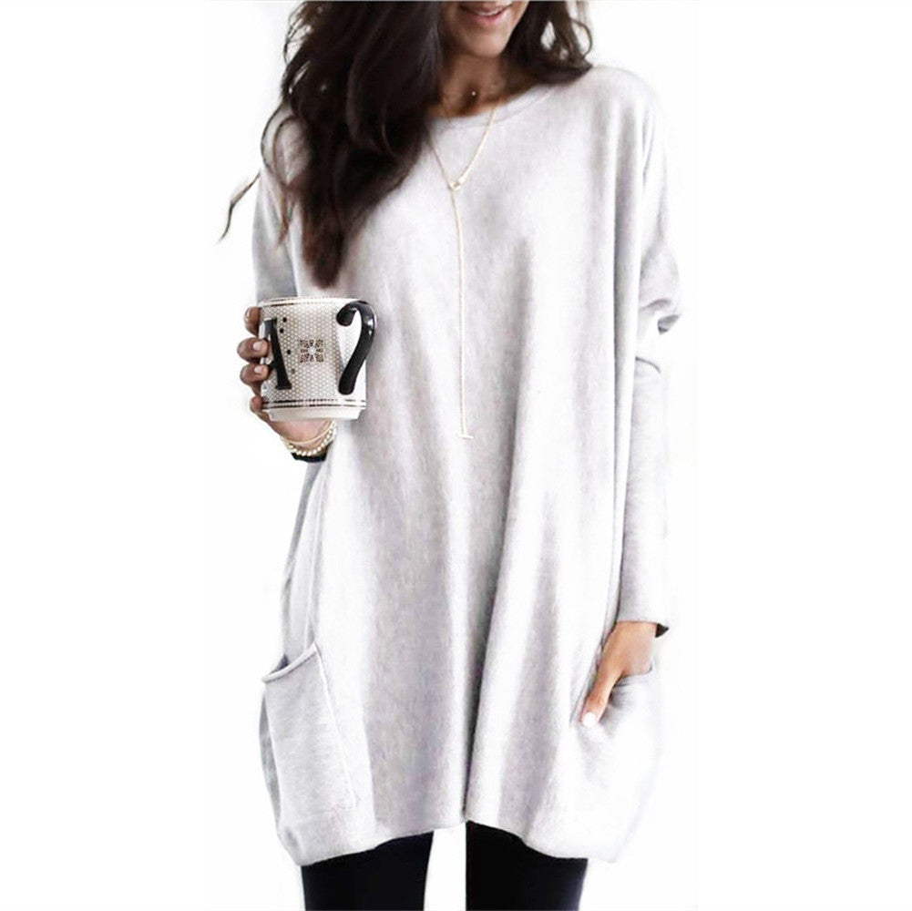Women's Autumn Long Sleeve Casual Pocket T-shirt Blouses