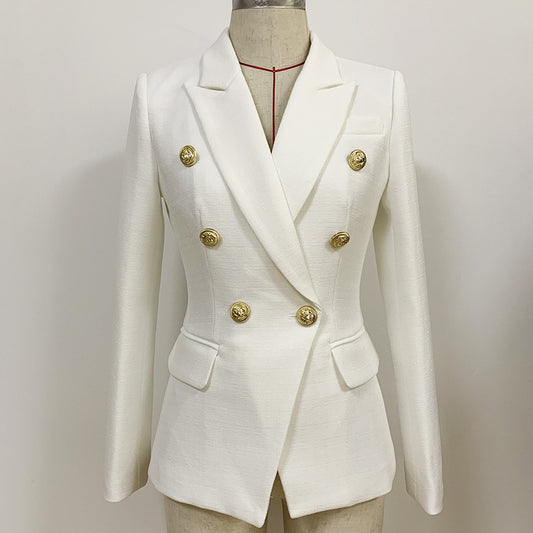 Fashion Female Metal Lion Buckle Double-breasted Blazers