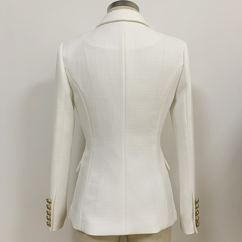 Fashion Female Metal Lion Buckle Double-breasted Blazers