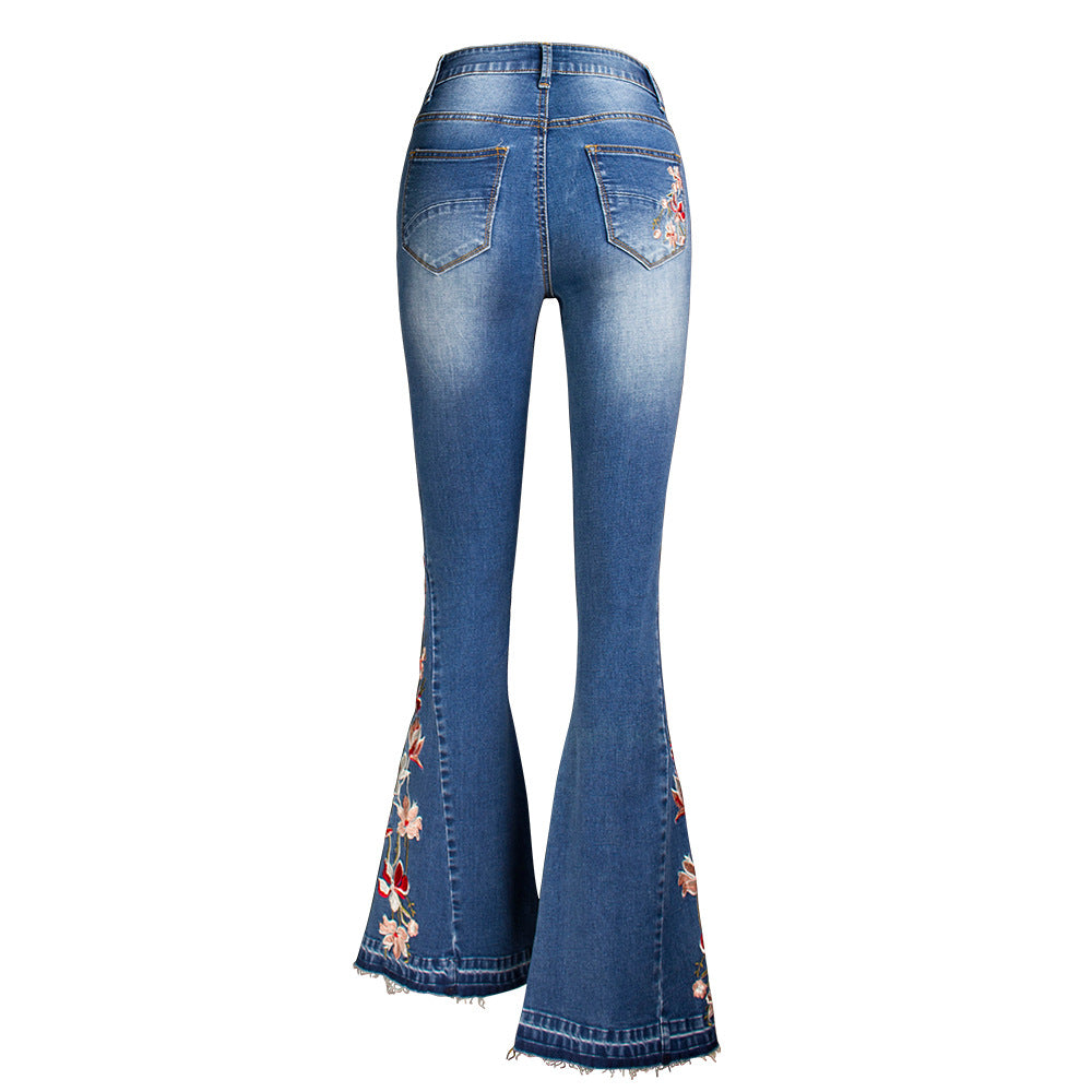 Women's Denim Bell-bottom Embroidered Autumn Wide Leg Jeans
