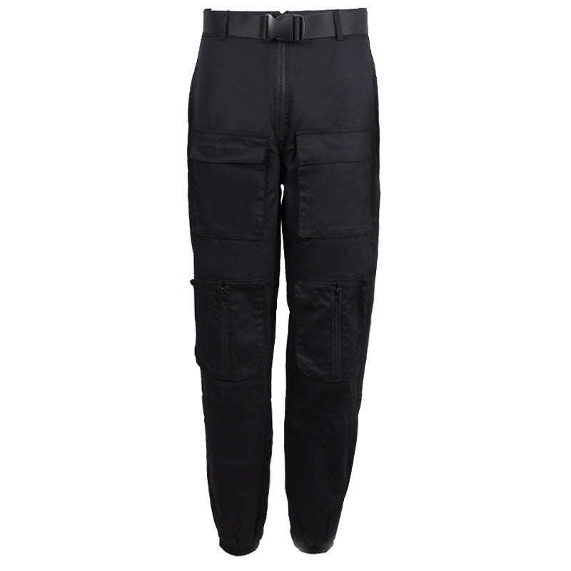 Women's High Waist Pocket Zipper Casual Ankle Pants