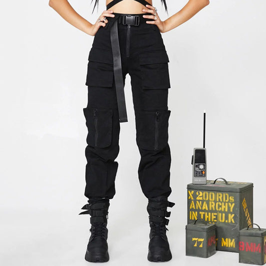 Women's High Waist Pocket Zipper Casual Ankle Pants