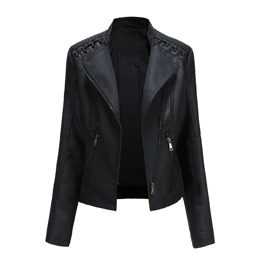 Women's European Leather Slim Thin Ladies Motorcycle Jackets