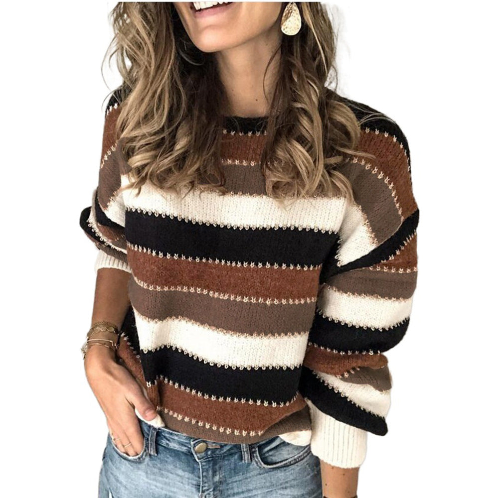 Women's Winter Personality Stitching Long Sleeve Knitwear