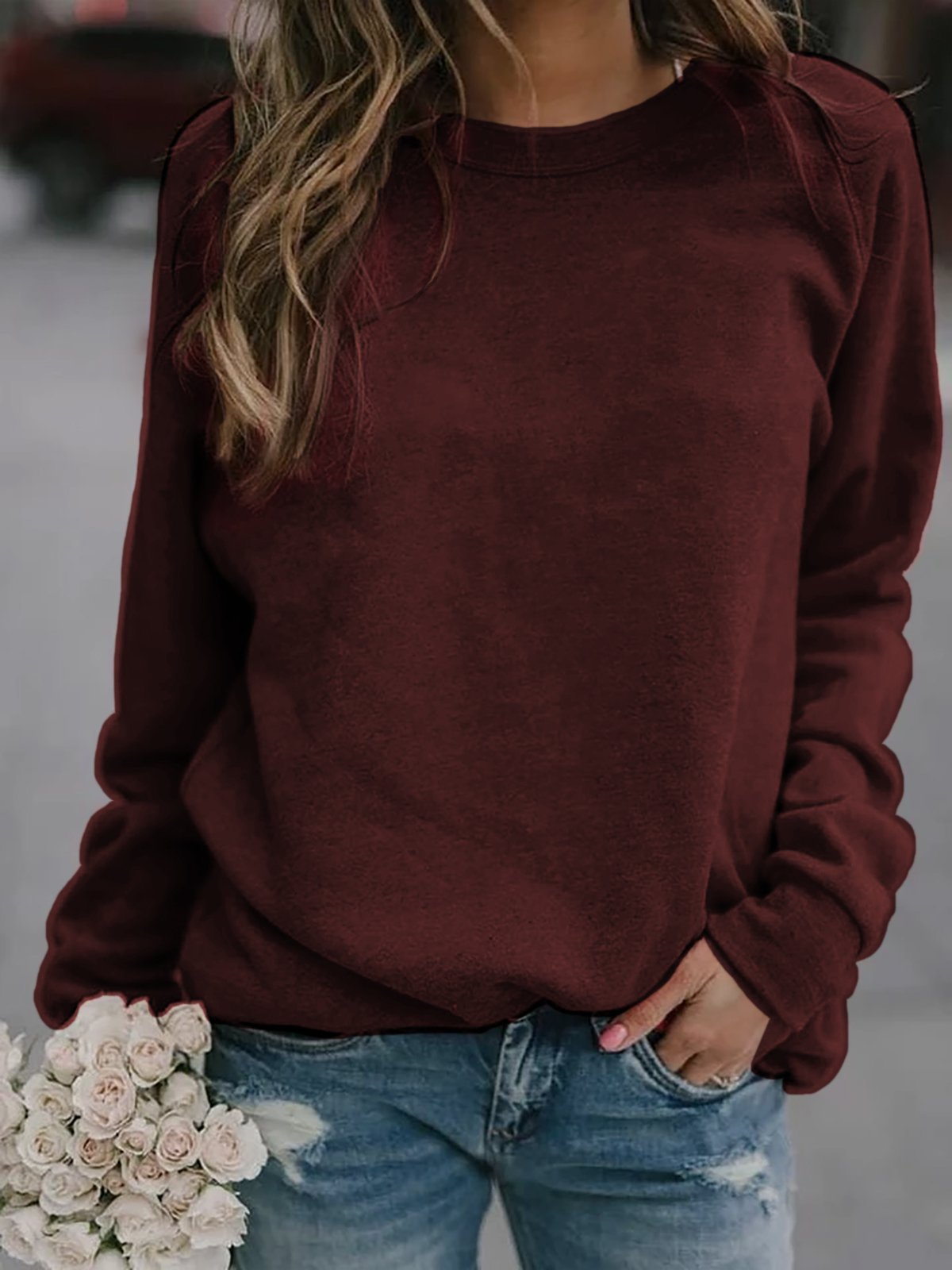 Women's Long Sleeve Crew Neck T-shirt Blouses
