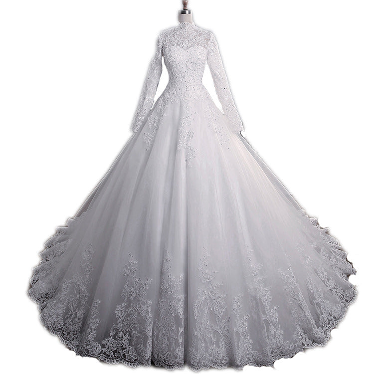 Women's Dress Spring Long Sleeve Lace Bridal Stand Wedding Dresses