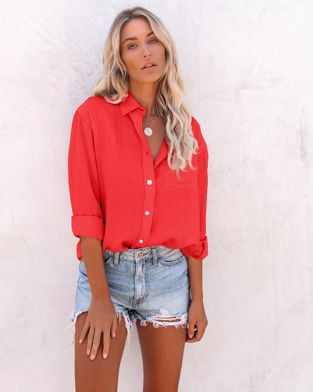Women's Shirt Long Sleeve Lapel Casual Blouses