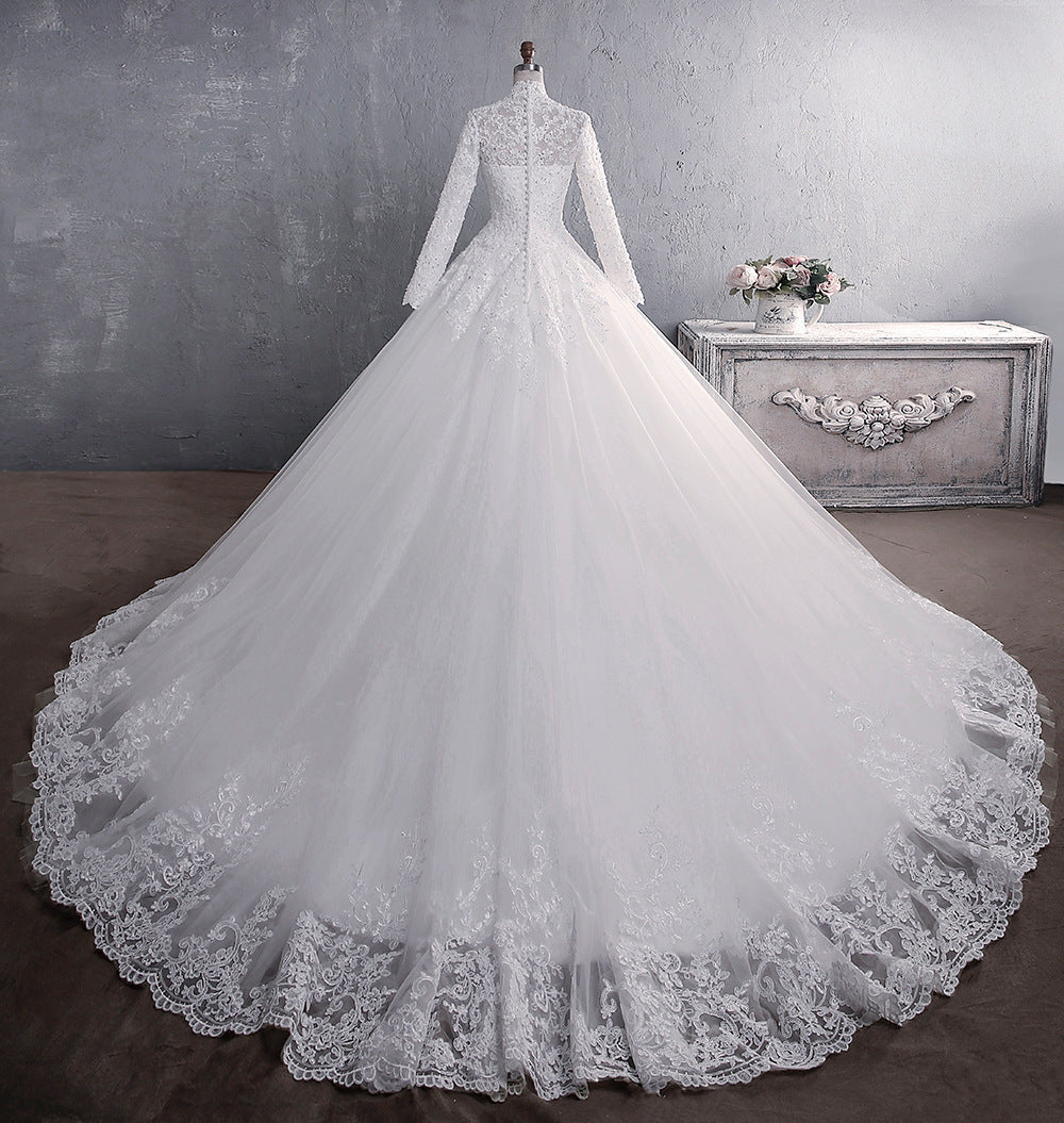 Women's Dress Spring Long Sleeve Lace Bridal Stand Wedding Dresses