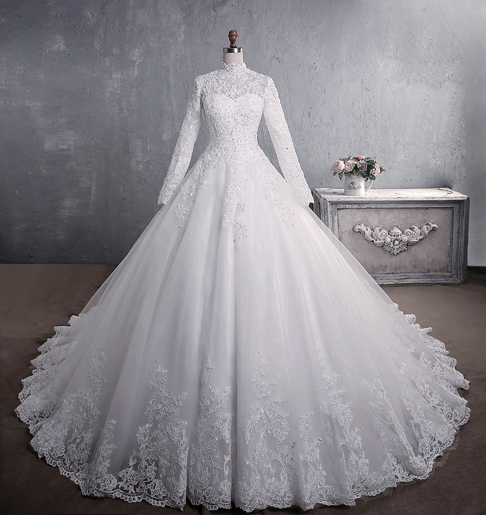 Women's Dress Spring Long Sleeve Lace Bridal Stand Wedding Dresses