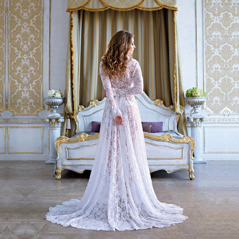 Sexy Deep Long Sleeve Lace Tight Wedding Dresses