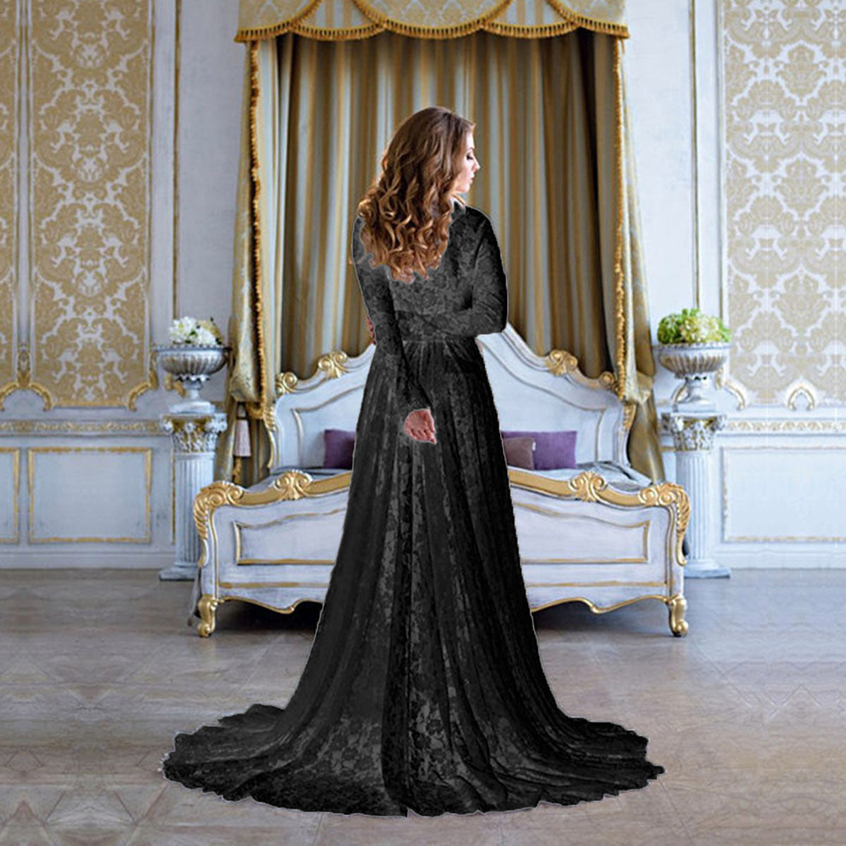 Sexy Deep Long Sleeve Lace Tight Wedding Dresses