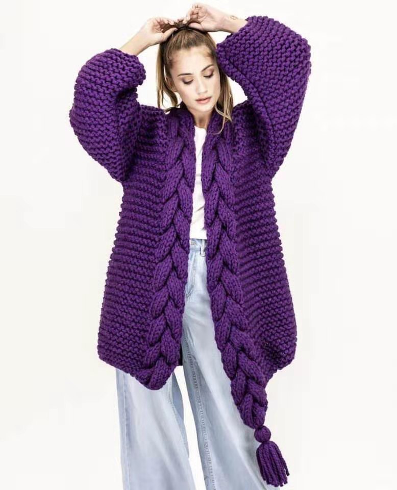 Women's Handmade Knitting Needle Tassel Knitted Cardigans