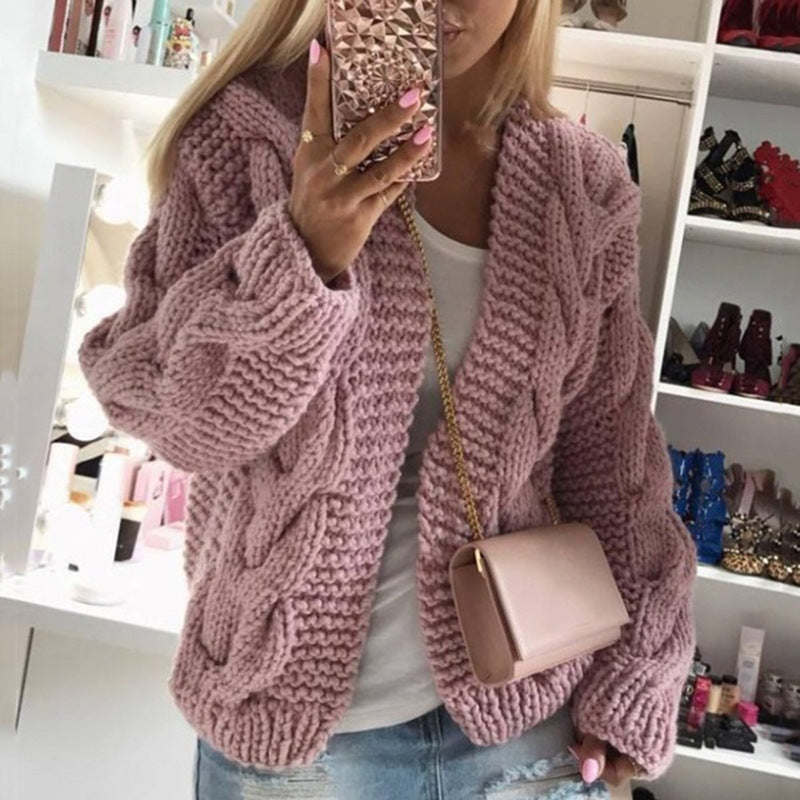 Women's Rough Thick Thread Twist Knitted Cardigans