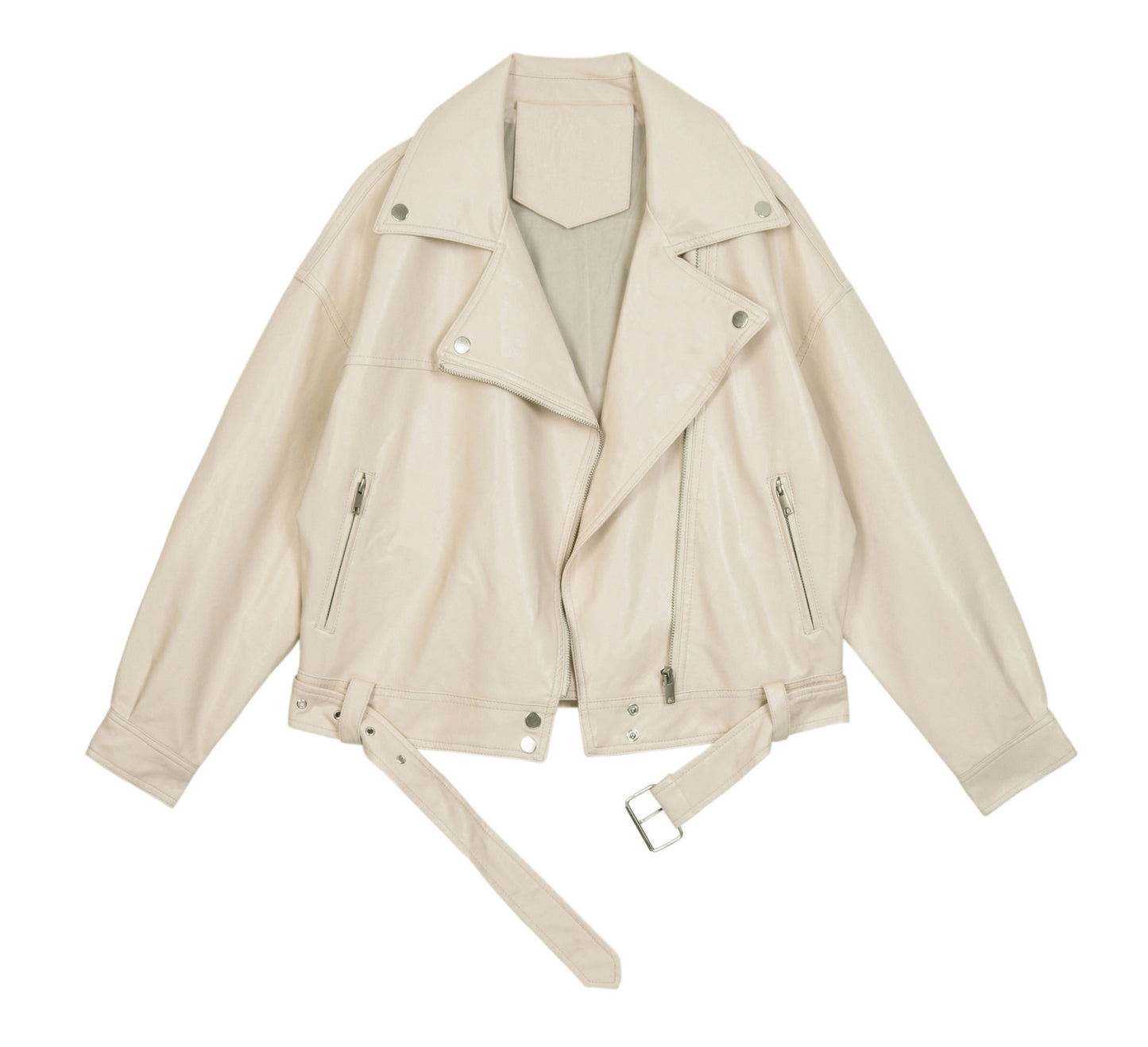Women's Motorcycle Collar Leather Fashion Loose Jackets