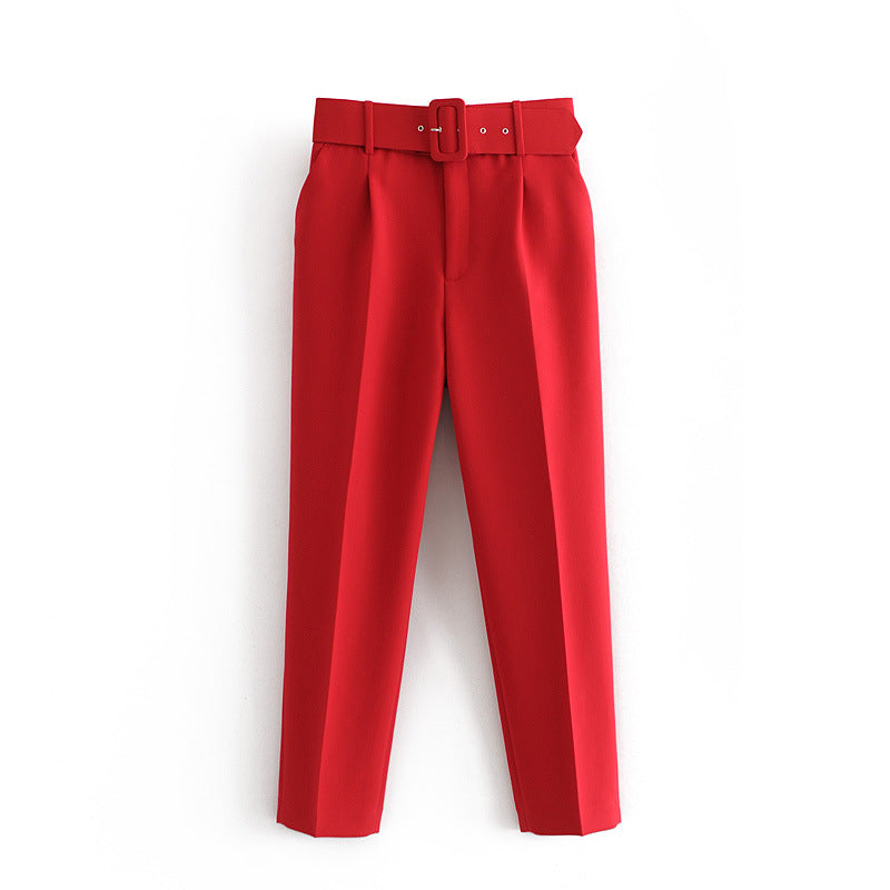 Women's Slim Fit Figure Flattering Belt Accessories Pants