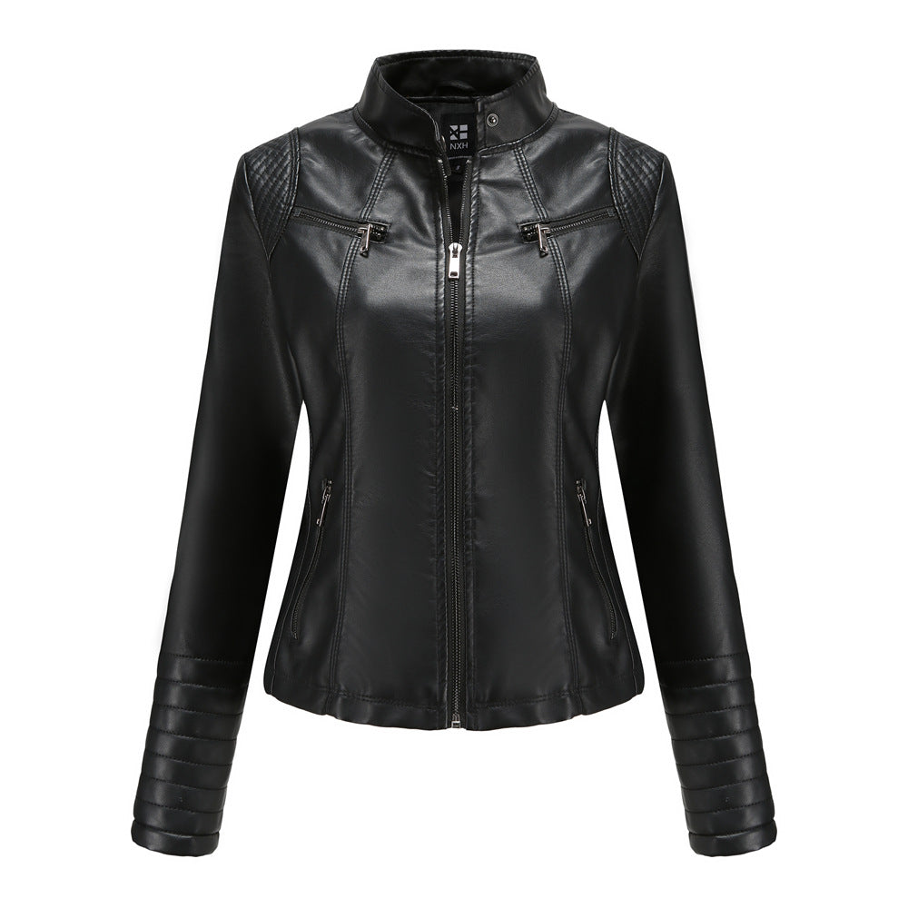 Women's Leather Thin Motorcycle European Chic Jackets