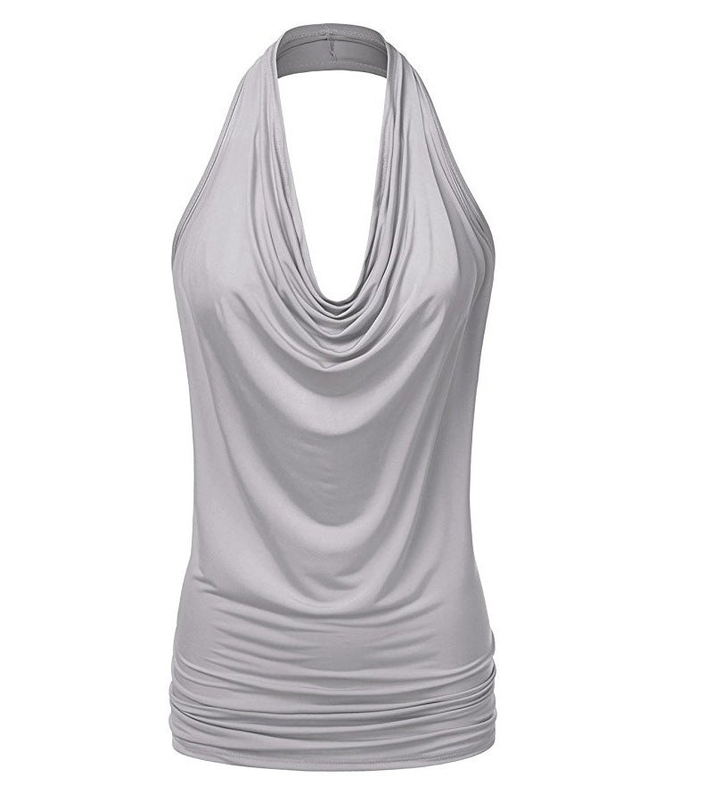 Women's Pullover Sleeveless T-shirt Female Pendant Backless Blouses
