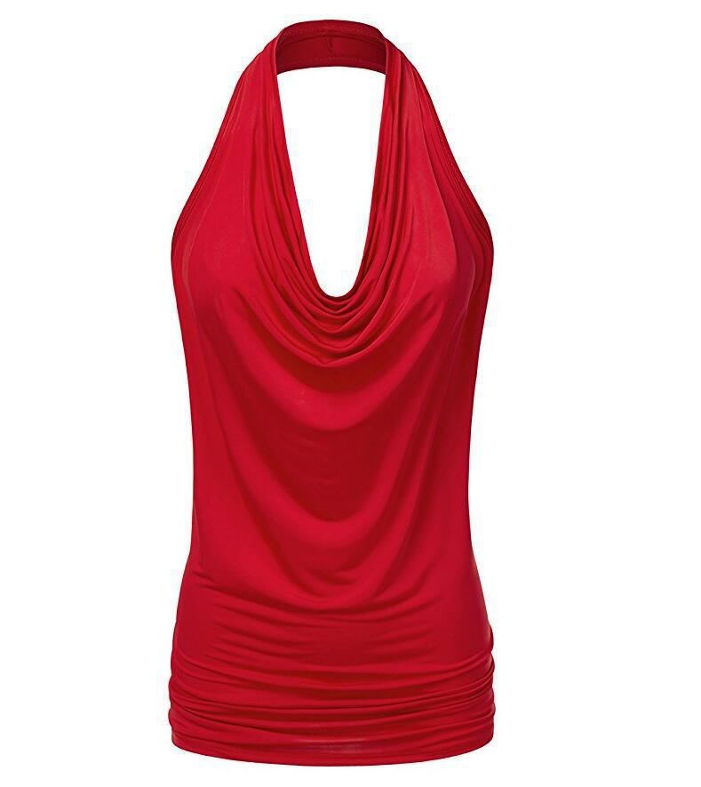 Women's Pullover Sleeveless T-shirt Female Pendant Backless Blouses