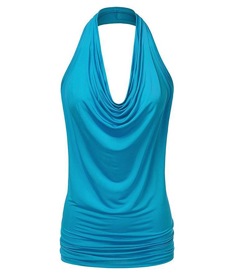 Women's Pullover Sleeveless T-shirt Female Pendant Backless Blouses