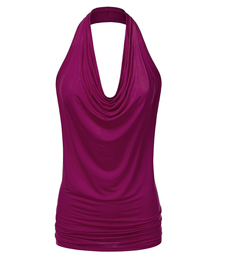 Women's Pullover Sleeveless T-shirt Female Pendant Backless Blouses