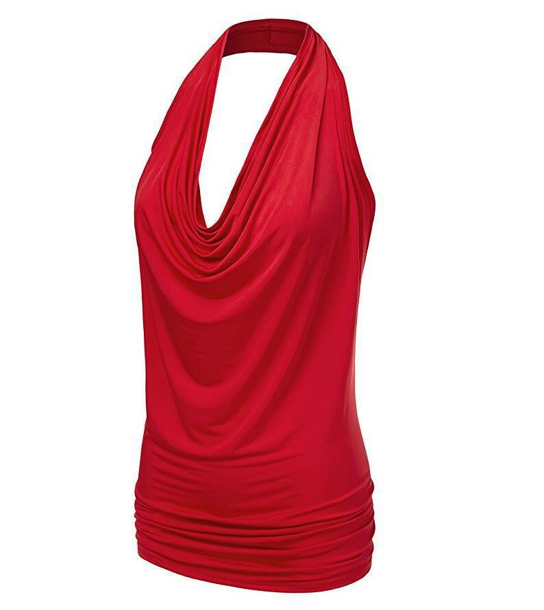 Women's Pullover Sleeveless T-shirt Female Pendant Backless Blouses