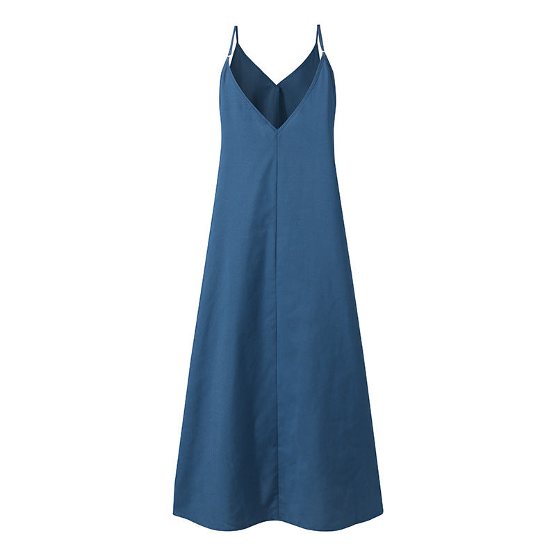 Women's Casual Loose Solid Dress Backless Sexy Dresses