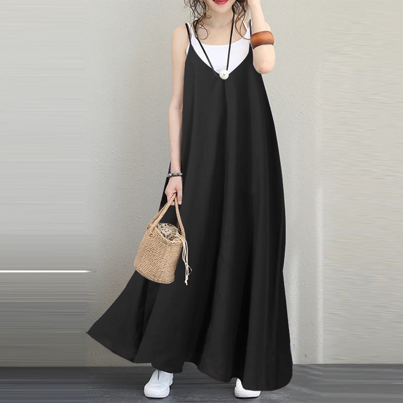 Women's Casual Loose Solid Dress Backless Sexy Dresses