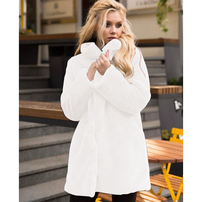Women's Rex Rabbit Fur Stand Collar Winter Coats