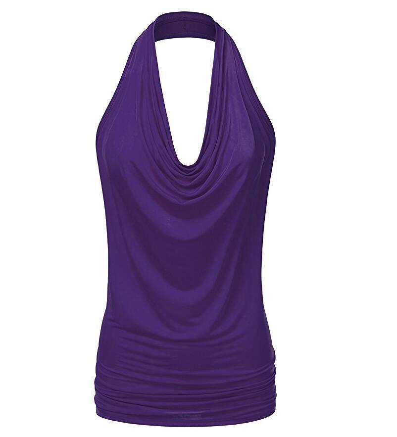 Women's Pullover Sleeveless T-shirt Female Pendant Backless Blouses
