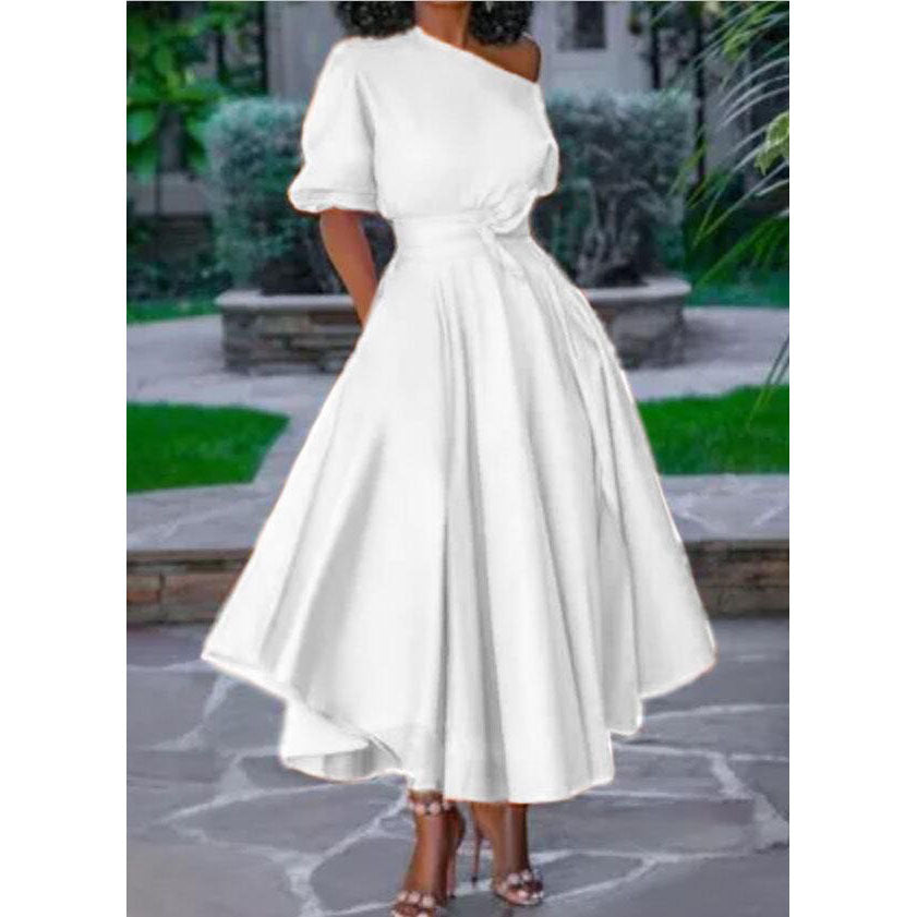 Women's Fashion Waist Slim Mid-length Dress Dresses