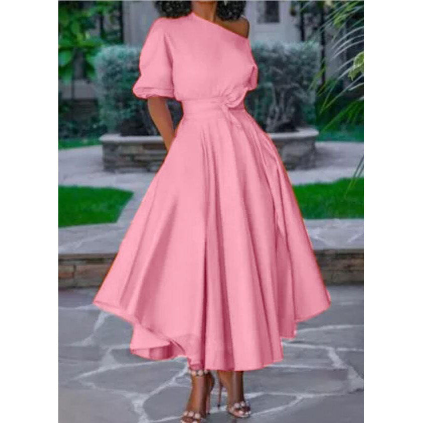 Women's Fashion Waist Slim Mid-length Dress Dresses