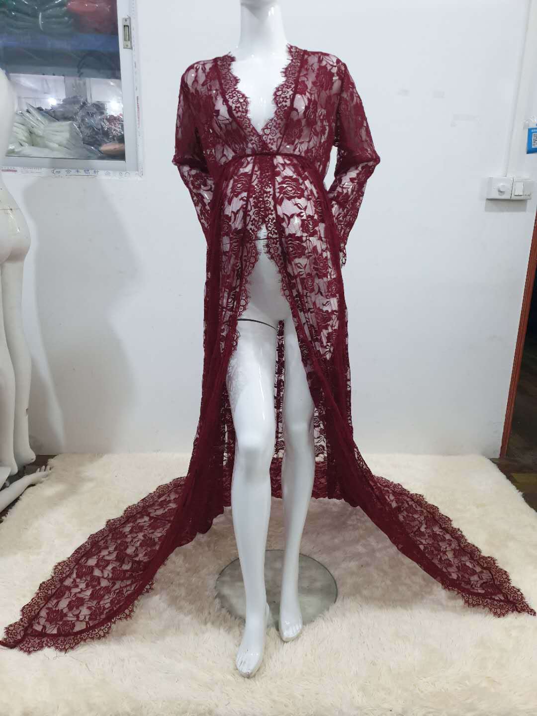 Sexy Deep Long Sleeve Lace Tight Wedding Dresses