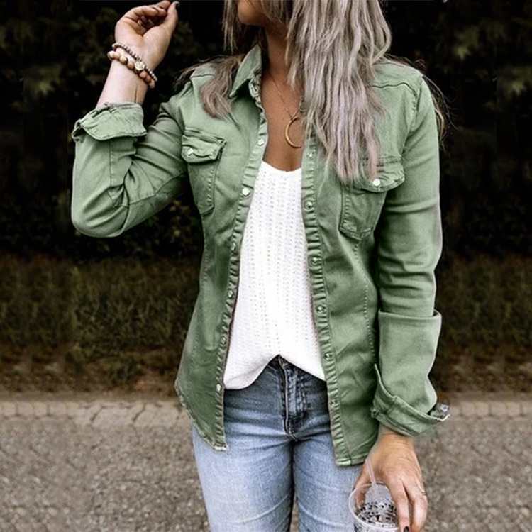 Popular Versatile Attractive Denim Shirt Mid-length Jackets