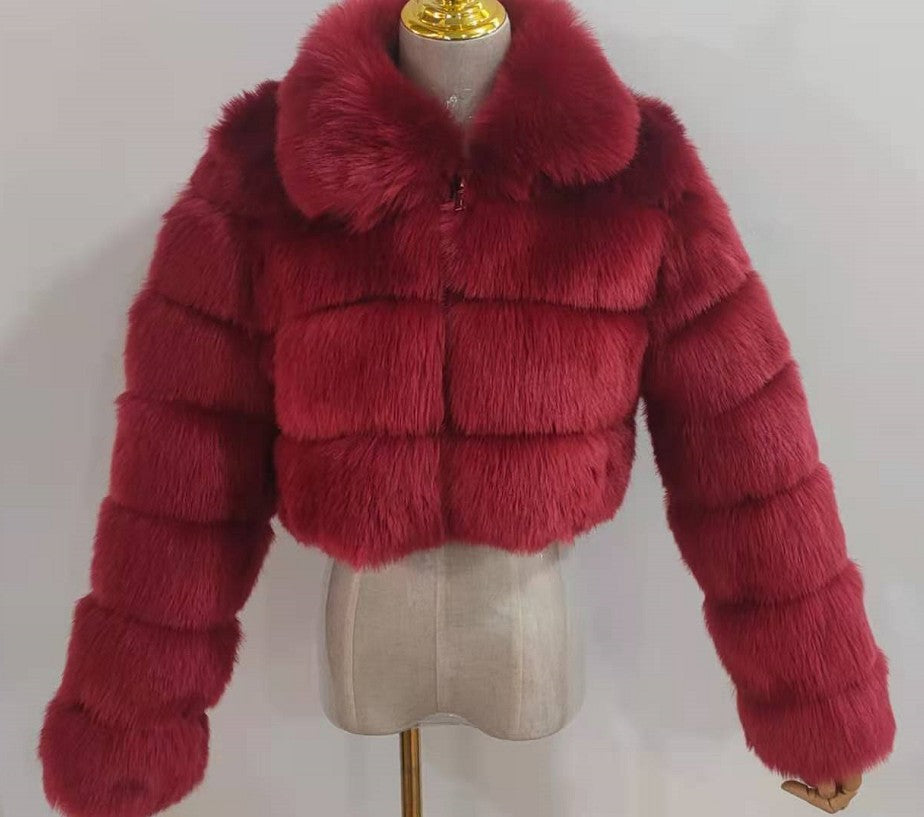 Women's Fur Imitation Fox Lapel Patchwork Long Coats
