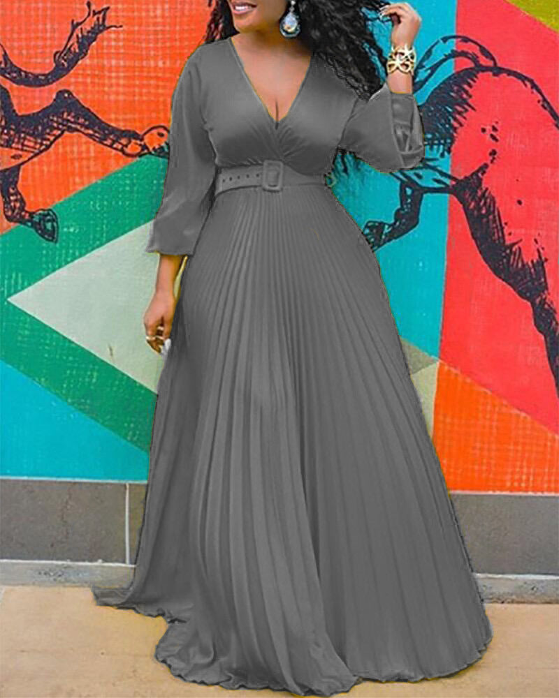 Slimming Solid Color Elegance Retro Chiffon Dresses
