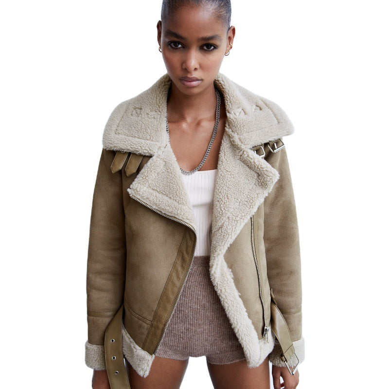Women's Long-term Winter Large Lapel Thickened Motorcycle Clothing