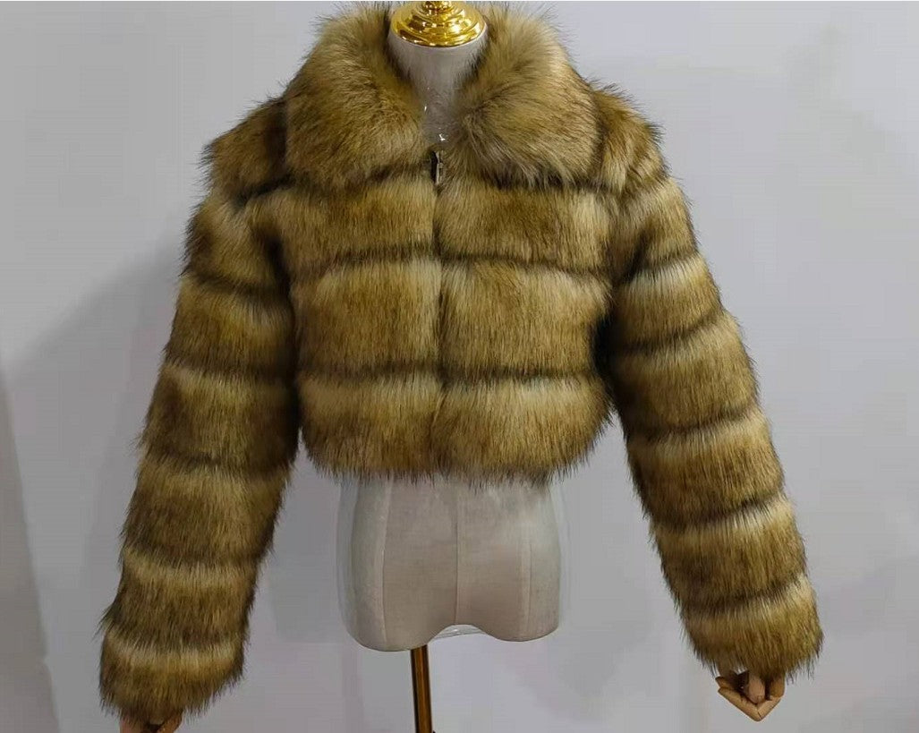 Women's Fur Imitation Fox Lapel Patchwork Long Coats