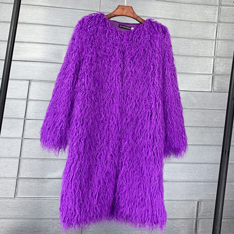 Fur Imitation Tan Wool Lamb Extended Coats