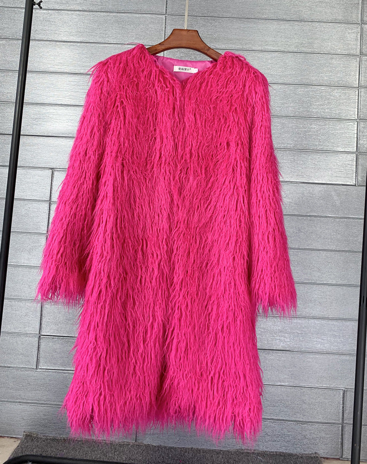 Fur Imitation Tan Wool Lamb Extended Coats