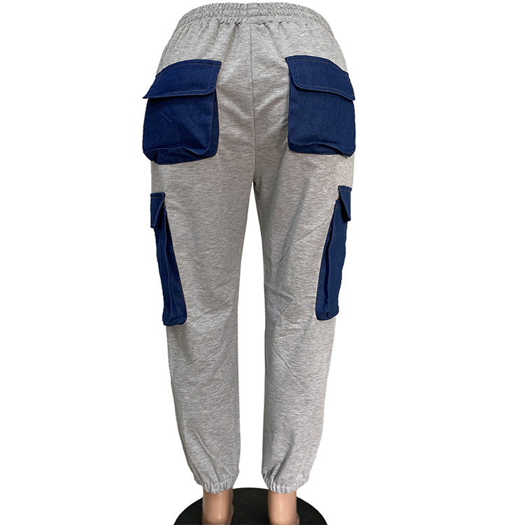 Women's Street Cool Imitation Denim Large Pocket Pants
