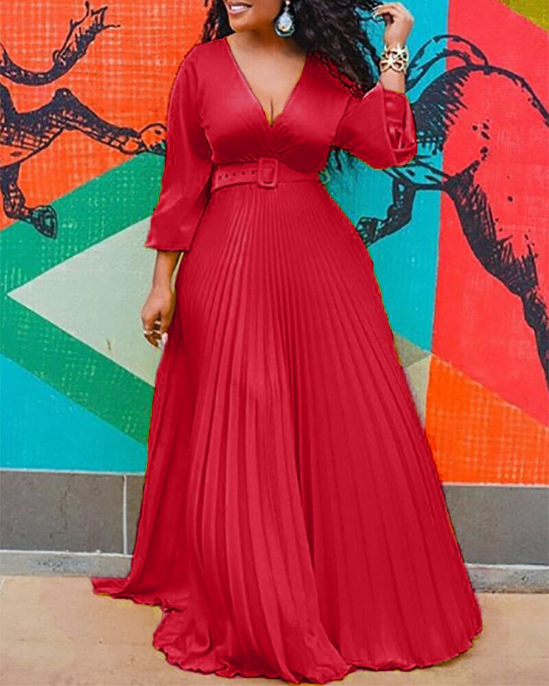 Slimming Solid Color Elegance Retro Chiffon Dresses