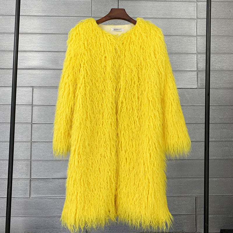 Fur Imitation Tan Wool Lamb Extended Coats