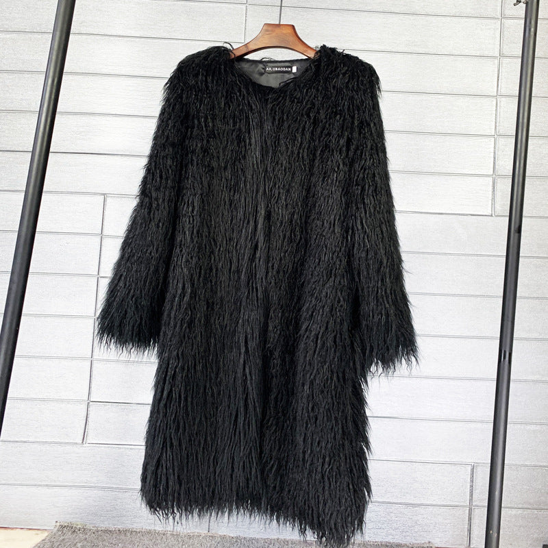 Fur Imitation Tan Wool Lamb Extended Coats