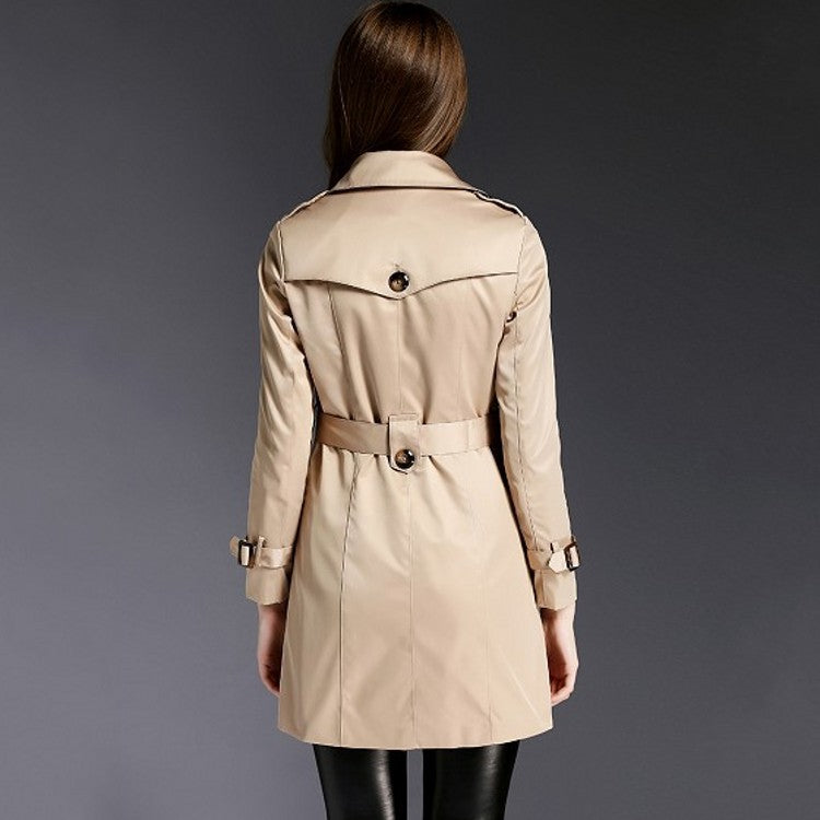 Women's Leisure Fashionable Versatile Double-breasted Mid-length Trench Coats