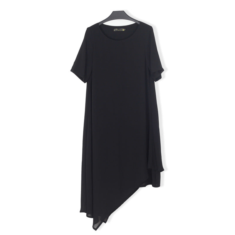 Summer Chiffon Dress Breathable Irregular French Simple Solid Dresses