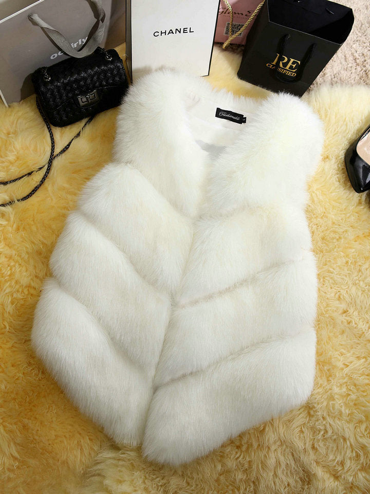 Women's Fur Imitation Fox Mid-length Slimming Patchwork Coats