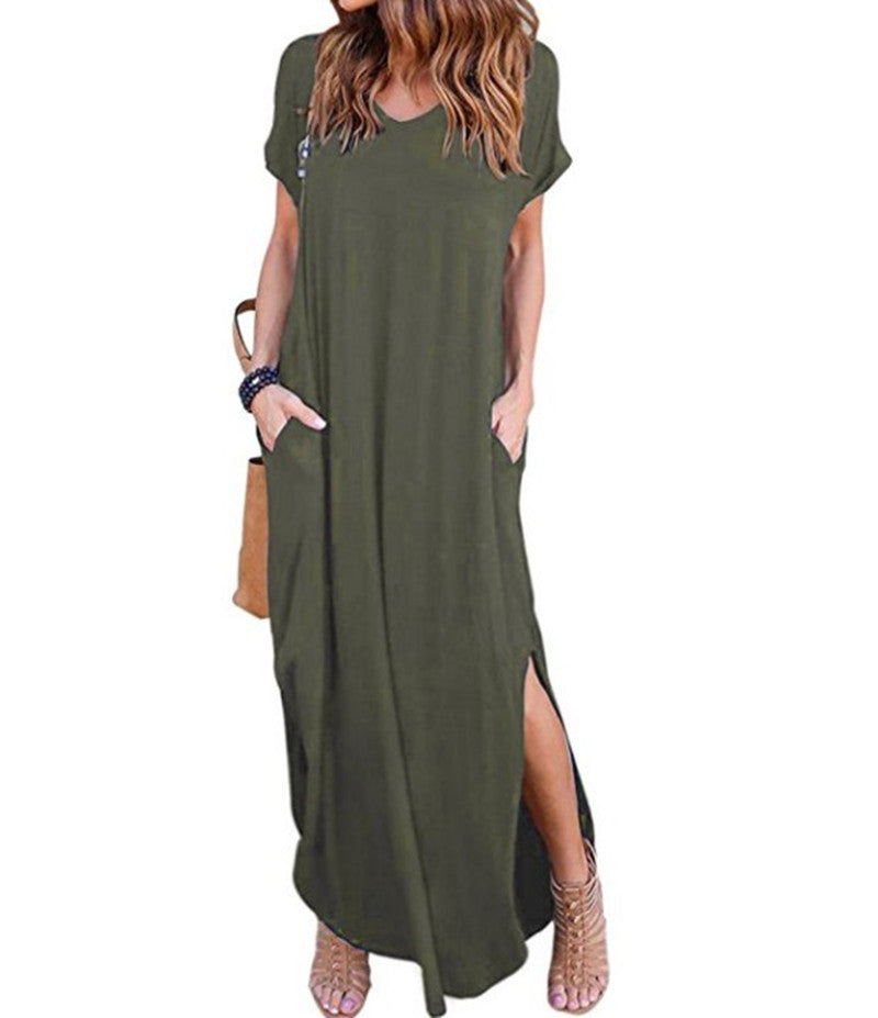 Creative Elegant Long Summer Pocket Split Dress