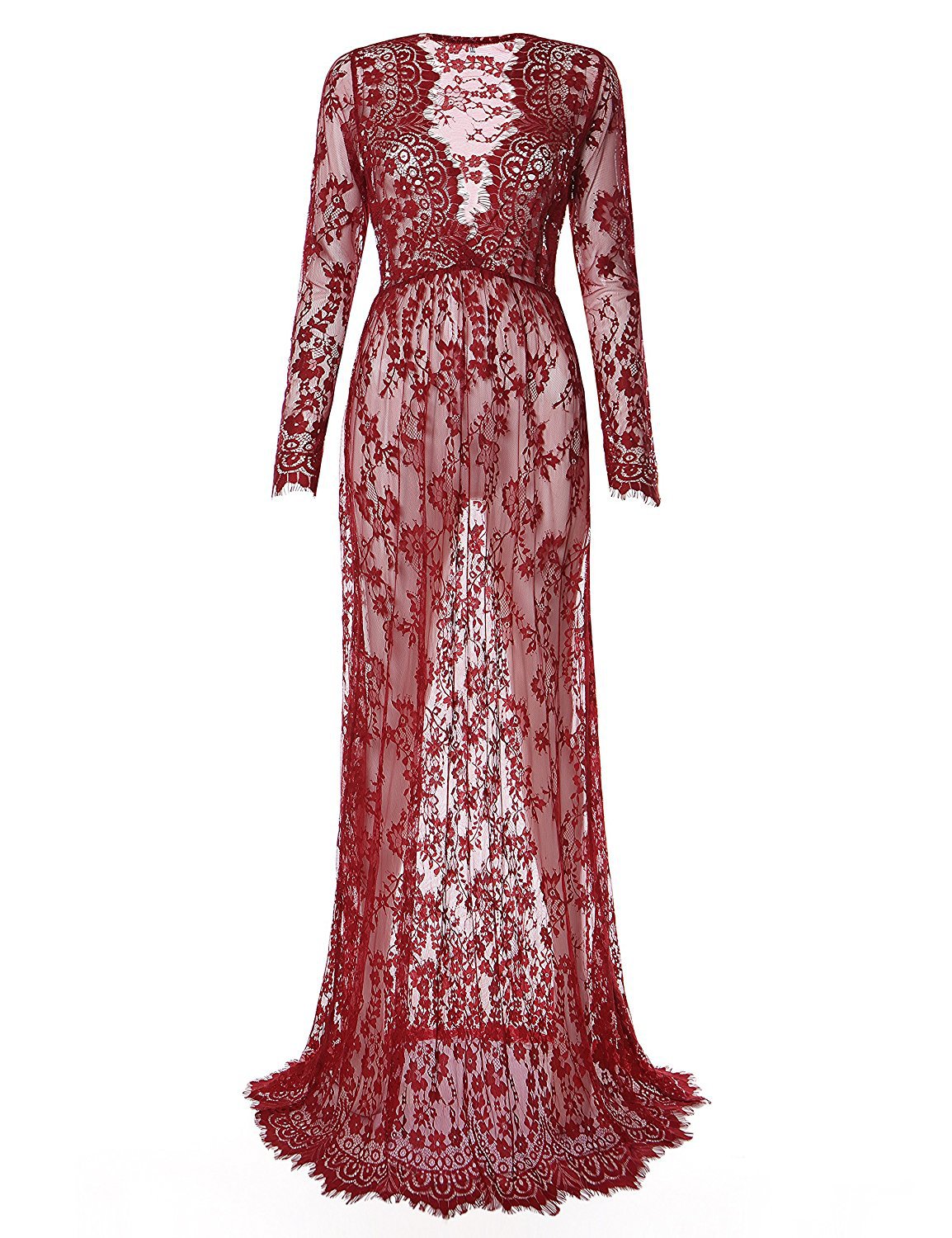 Sexy Deep Long Sleeve Lace Tight Wedding Dresses